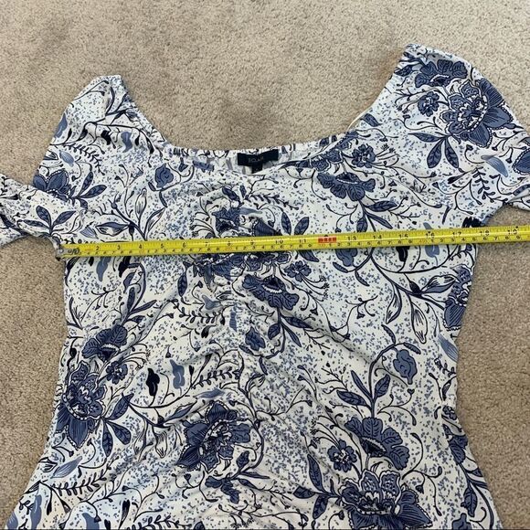 ECLAIR White blue long sleeve floral vine print blouse Sz L NWT - Picture 7 of 10